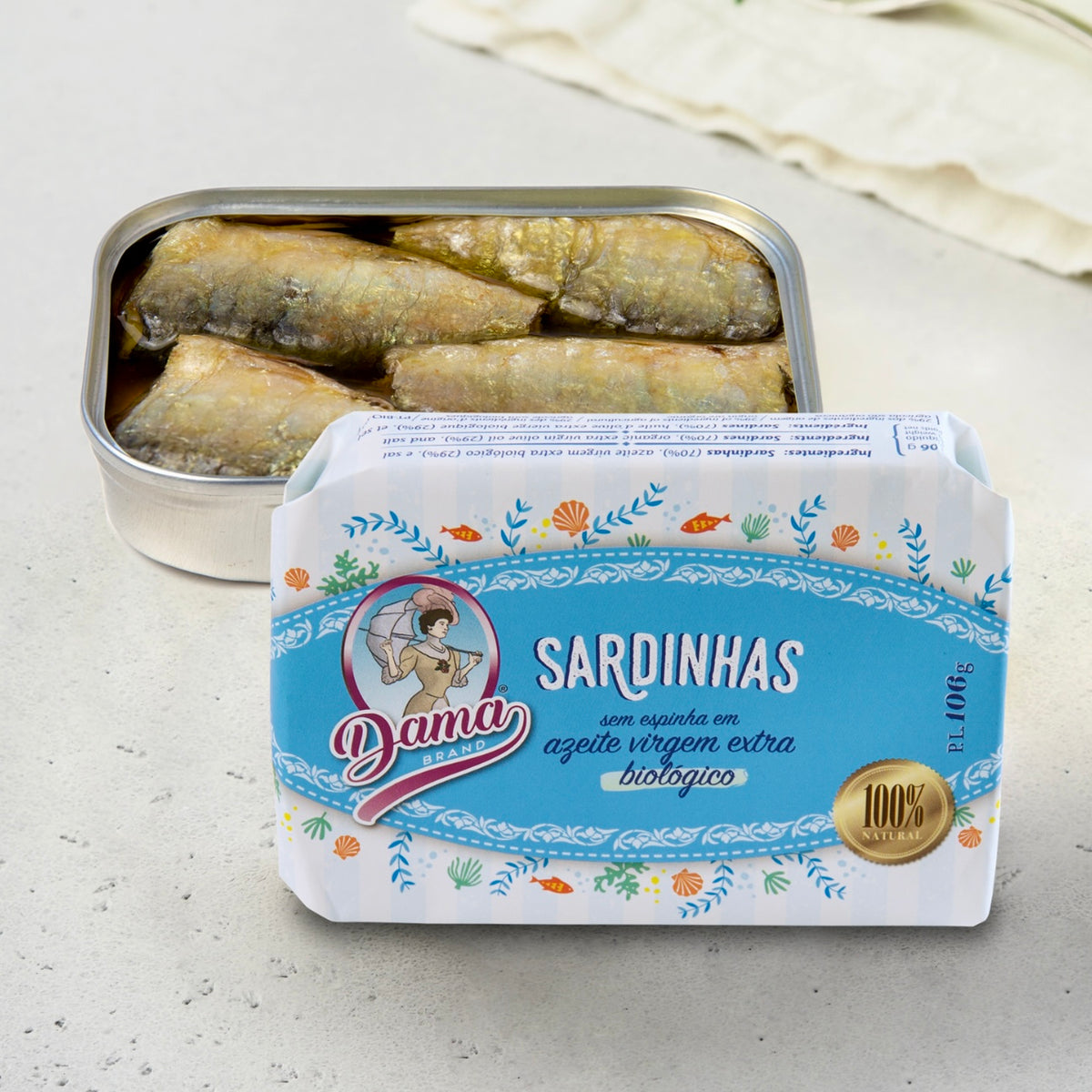 Sardinen in Bio-Olivenöl extra vergine, ohne Gräten (BIO) | DAMA